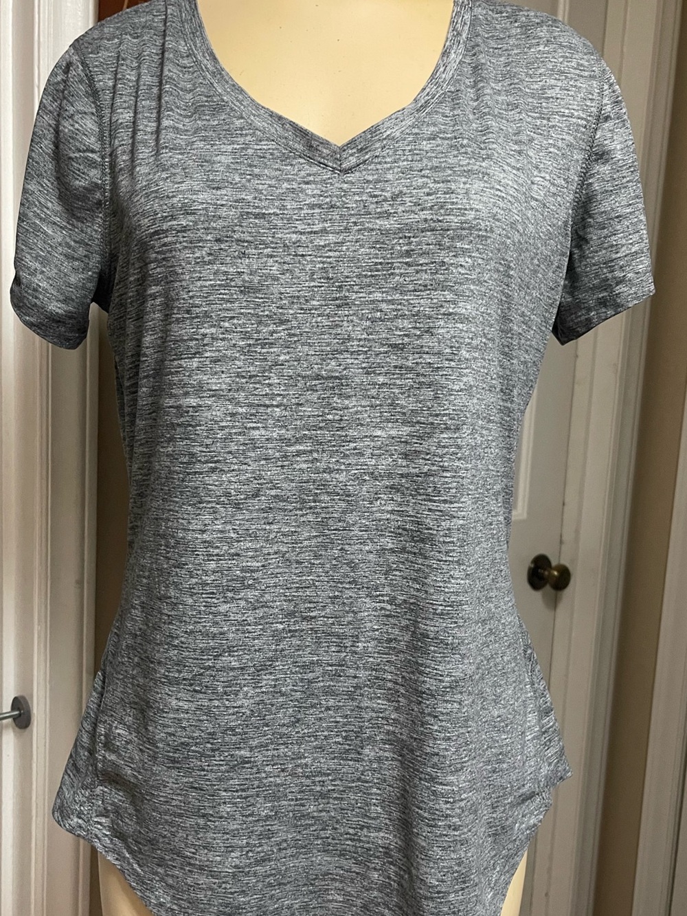 Women's Heather Gray V-Neck Short Sleeve Tee